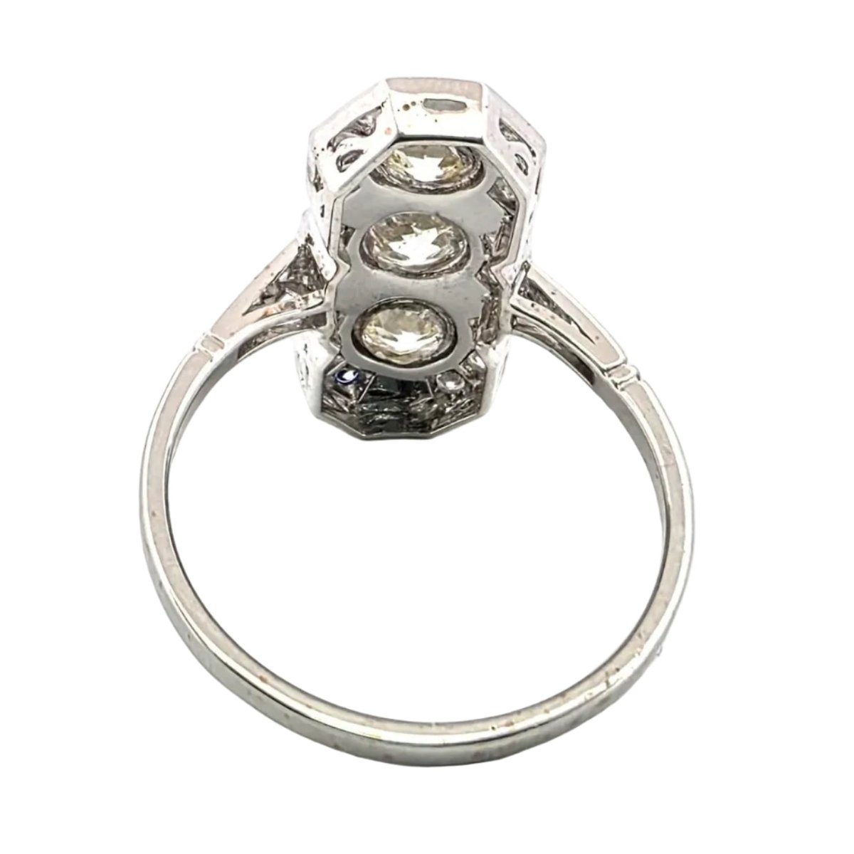 Bague Trilogie en or blanc, émail et diamants - Castafiore