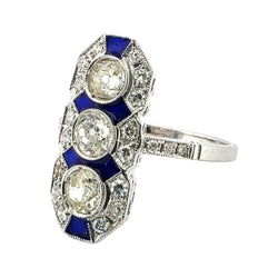 Bague Trilogie en or blanc, émail et diamants - Castafiore