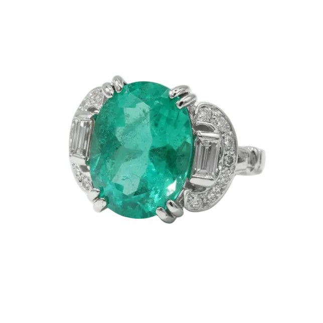 Bague Trilogie en or blanc, émeraude et diamants - Castafiore