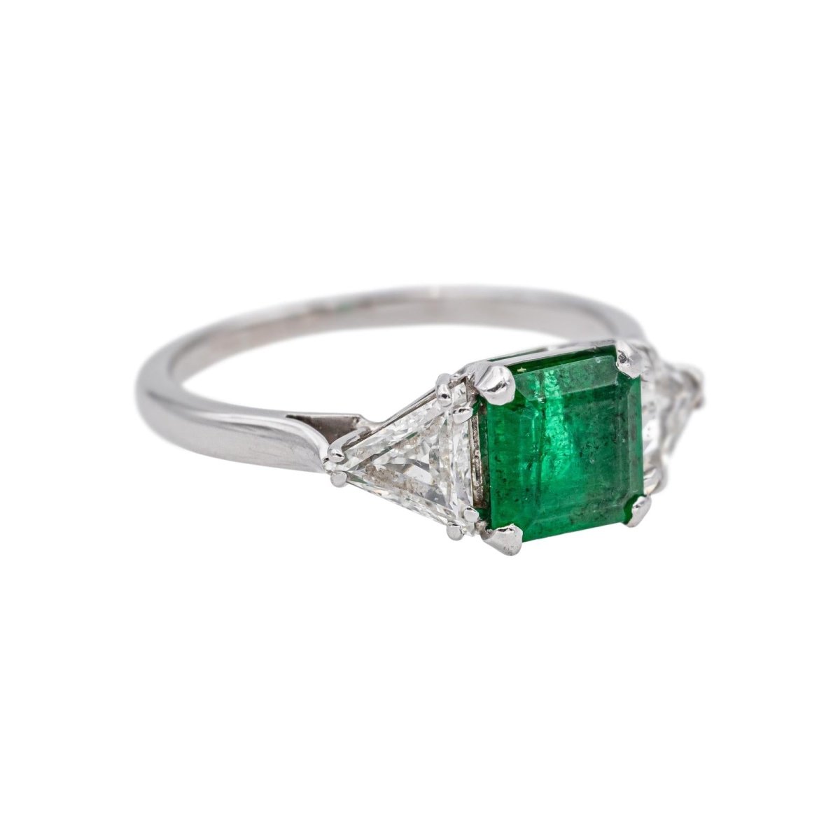 Bague Trilogie en or blanc, émeraude et diamants - Castafiore