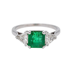 Bague Trilogie en or blanc, émeraude et diamants - Castafiore