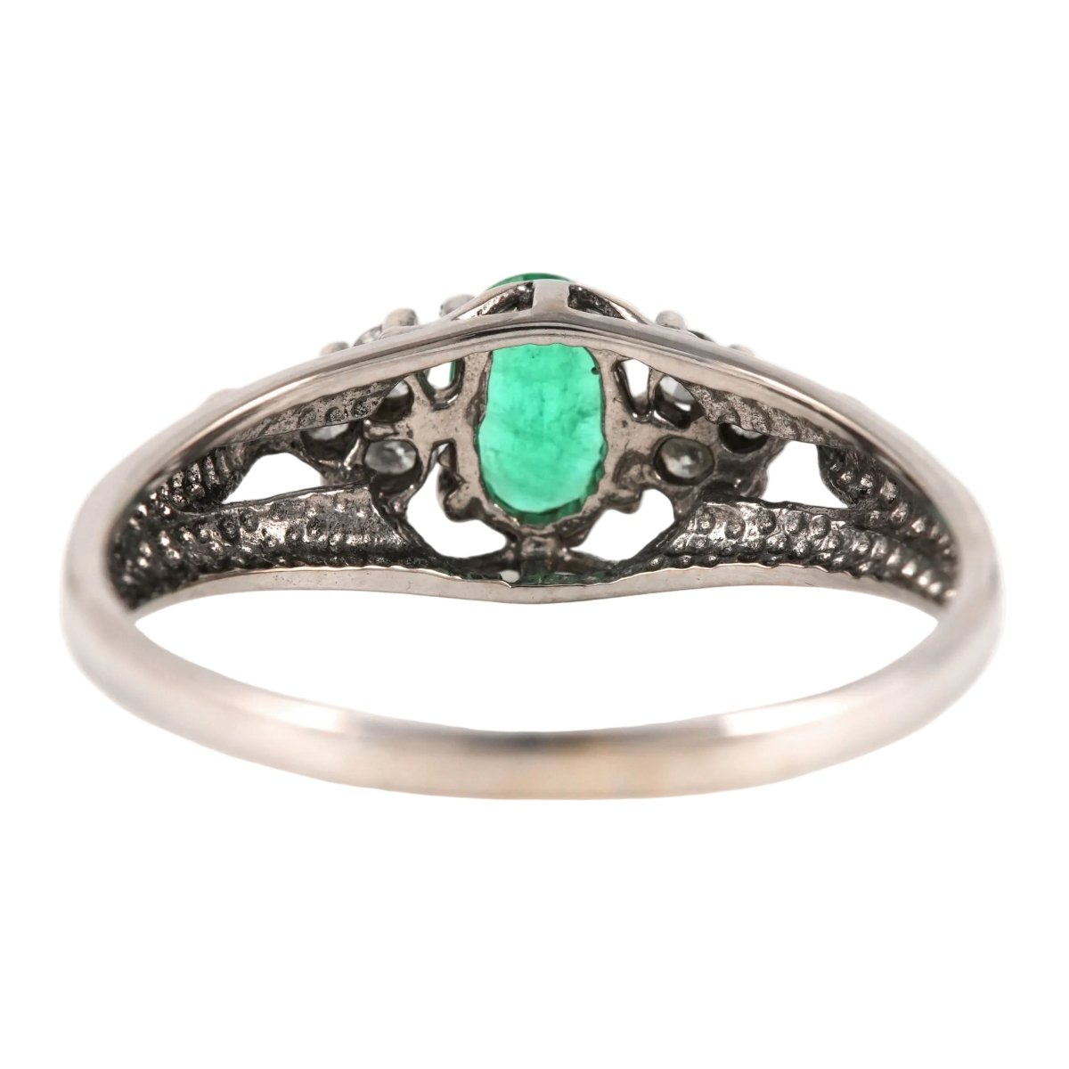 Bague Trilogie en or blanc, émeraude et diamants - Castafiore