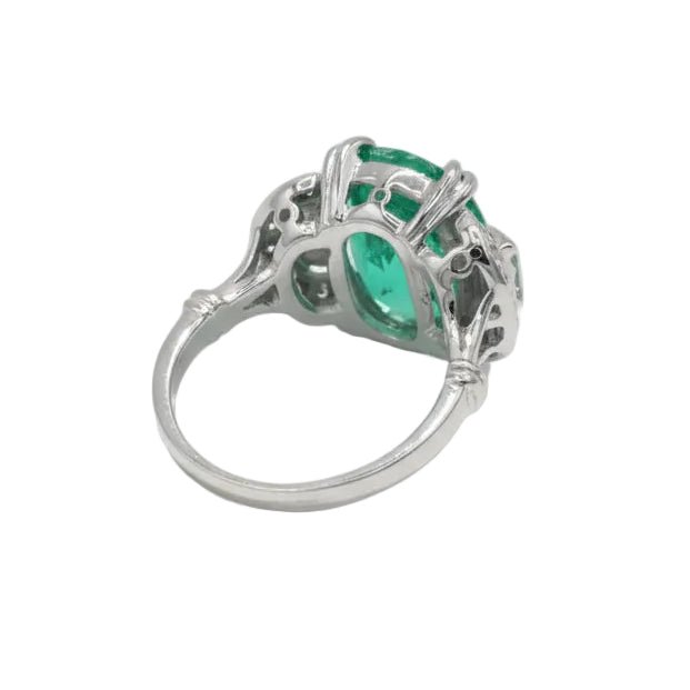 Bague Trilogie en or blanc, émeraude et diamants - Castafiore