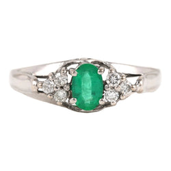 Bague Trilogie en or blanc, émeraude et diamants - Castafiore