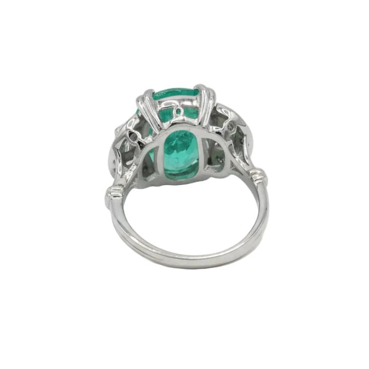 Bague Trilogie en or blanc, émeraude et diamants - Castafiore