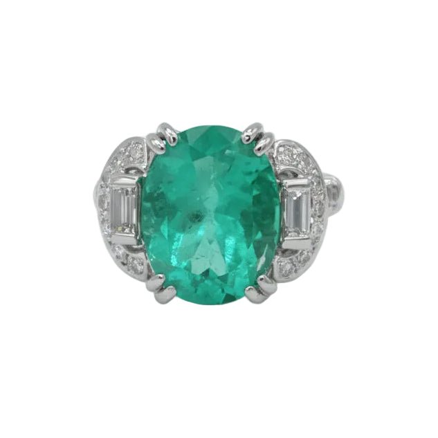 Bague Trilogie en or blanc, émeraude et diamants - Castafiore