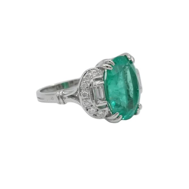 Bague Trilogie en or blanc, émeraude et diamants - Castafiore
