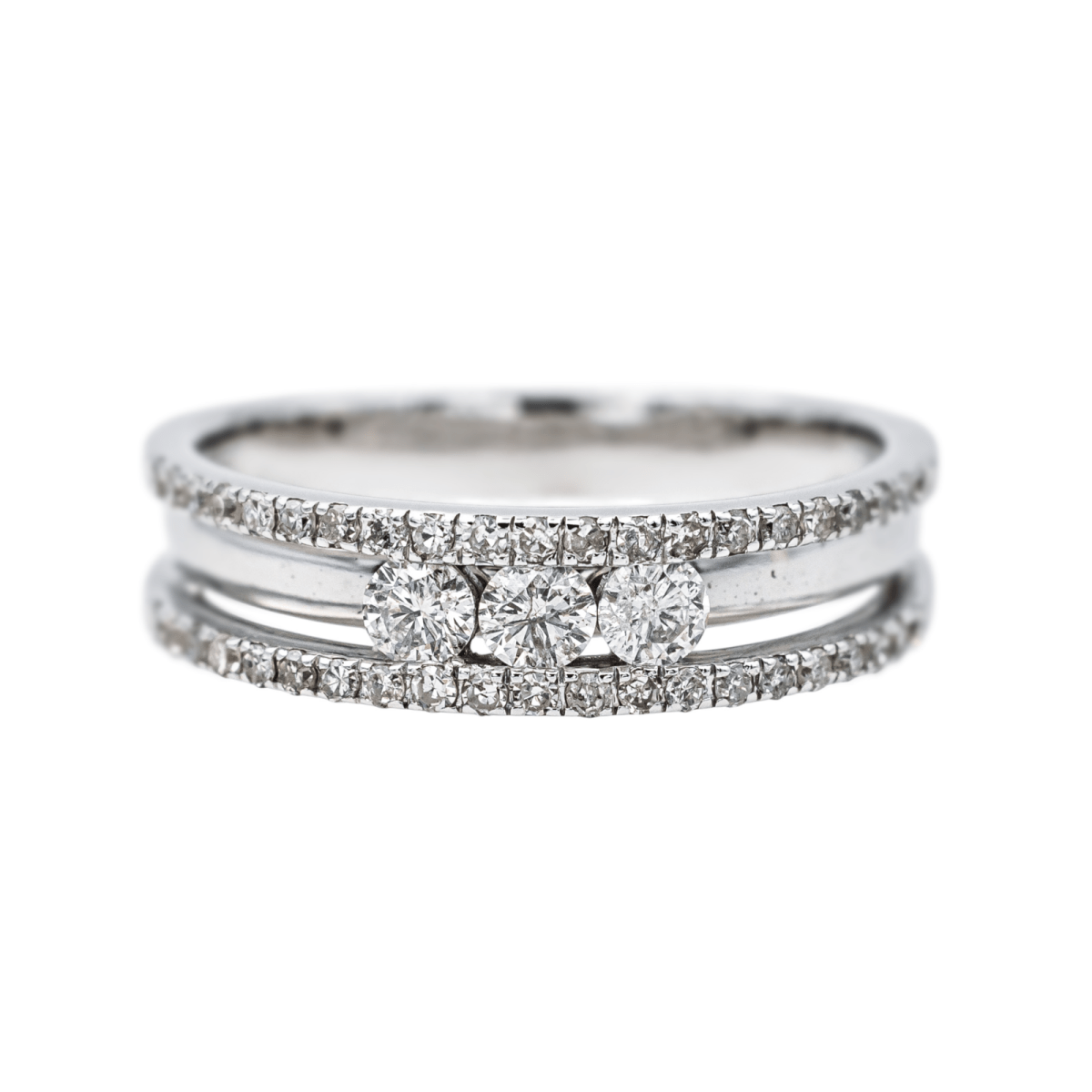 Bague Trilogie en or blanc et diamants - Castafiore