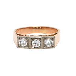 Bague Trilogie en or blanc, or jaune et diamants - Castafiore