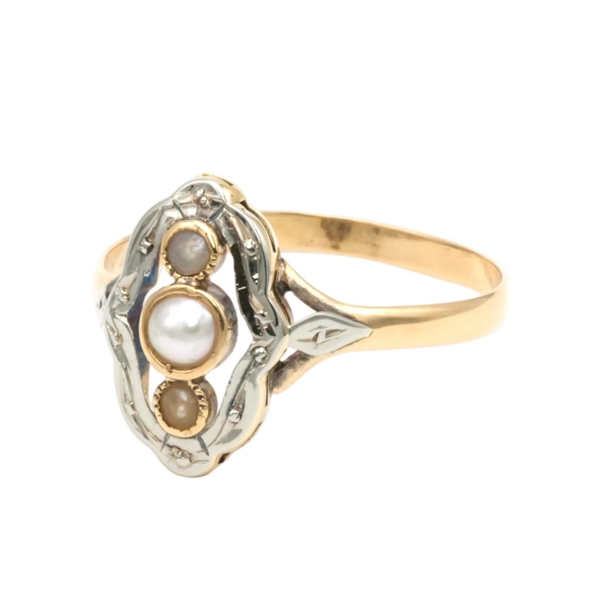 Bague Trilogie en or blanc, or jaune et perles - Castafiore