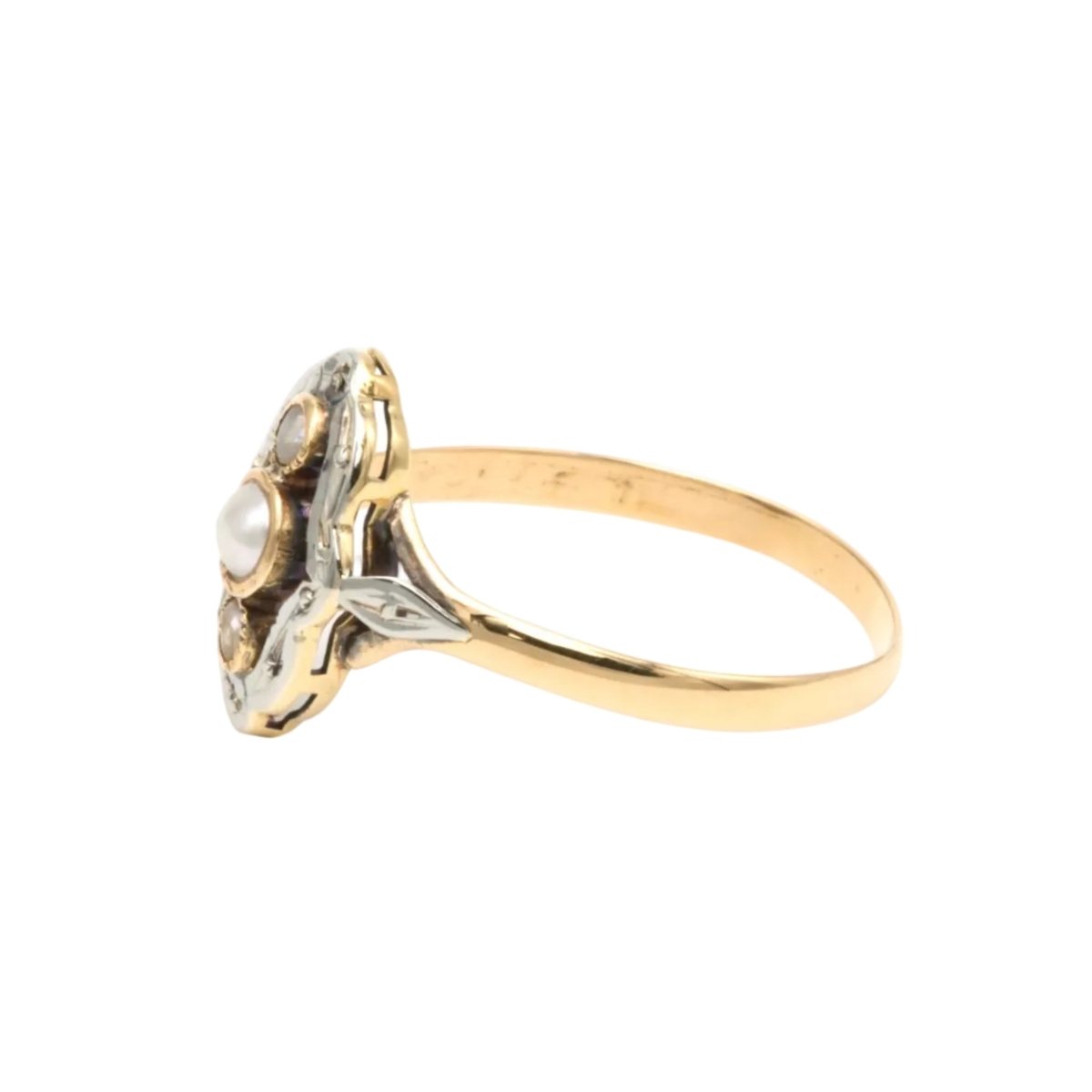 Bague Trilogie en or blanc, or jaune et perles - Castafiore