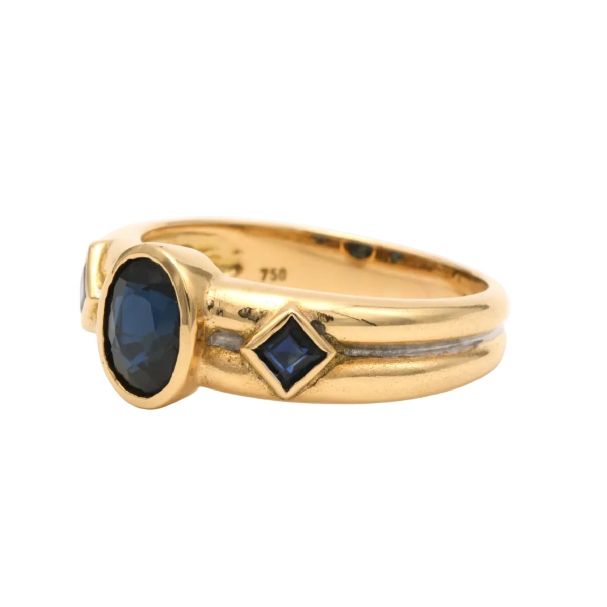 Bague Trilogie en or blanc, or jaune et saphirs - Castafiore