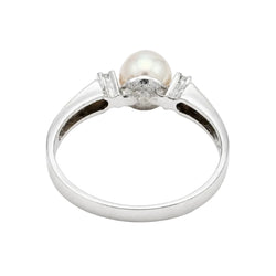 Bague Trilogie en or blanc, perle et diamants - Castafiore