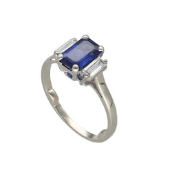 Bague Trilogie en or blanc, platine, saphir et diamants - Castafiore