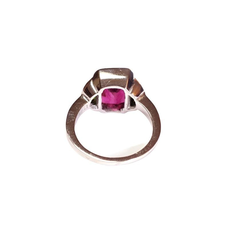 Bague Trilogie en or blanc, rubellite et tourmaline - Castafiore