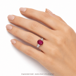 Bague Trilogie en or blanc, rubis et diamants - Castafiore
