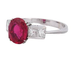 Bague Trilogie en or blanc, rubis et diamants - Castafiore