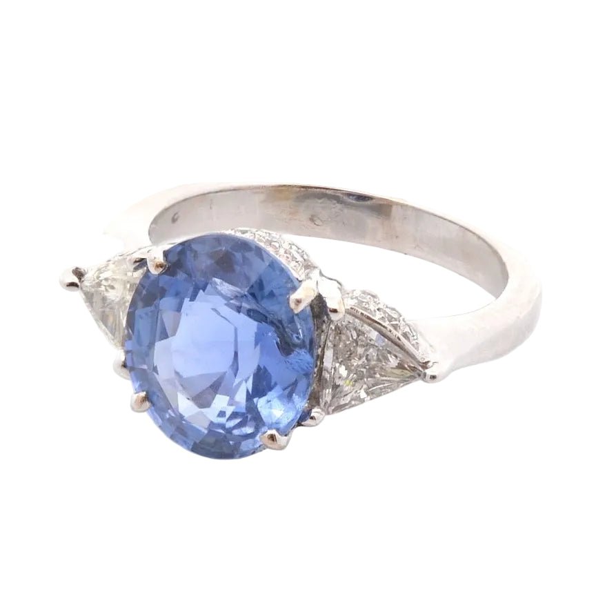 Bague Trilogie en or blanc, saphir et diamants - Castafiore