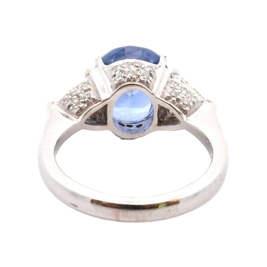 Bague Trilogie en or blanc, saphir et diamants - Castafiore