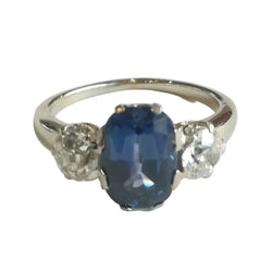 Bague Trilogie en or blanc, saphir et diamants - Castafiore