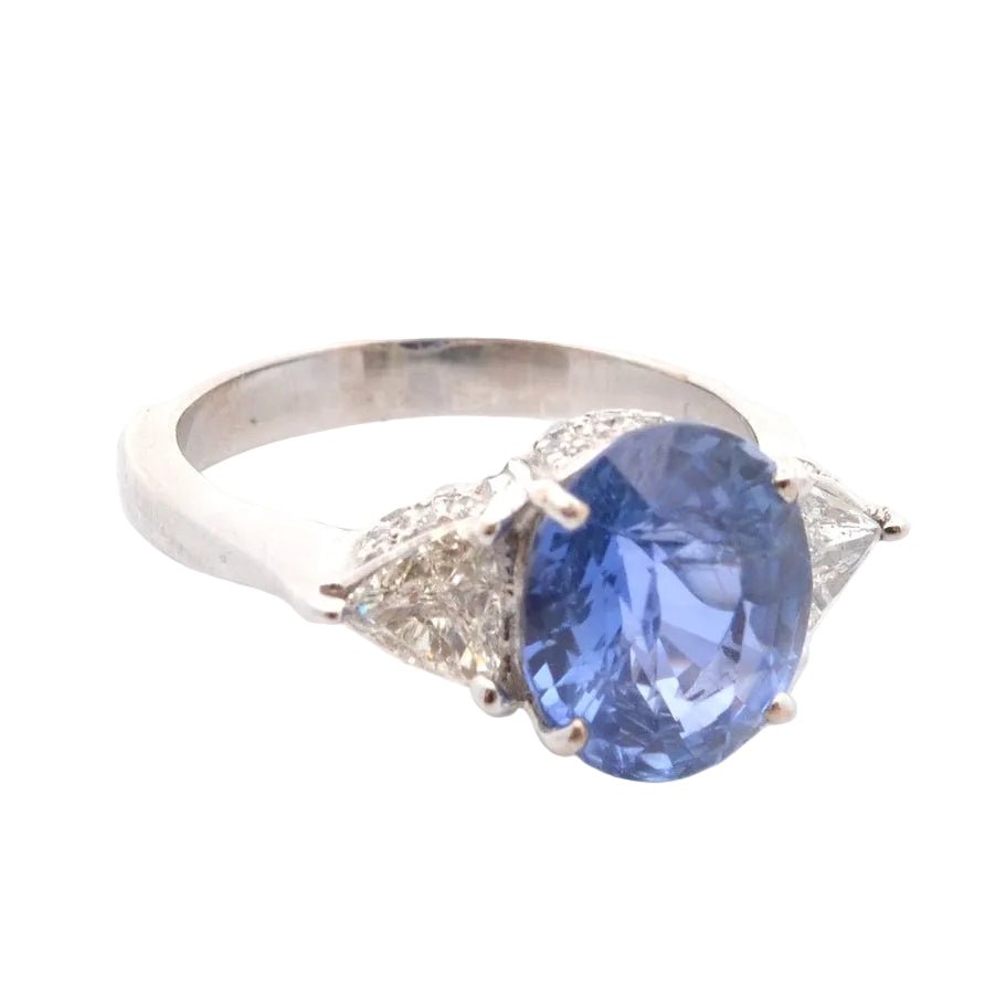 Bague Trilogie en or blanc, saphir et diamants - Castafiore
