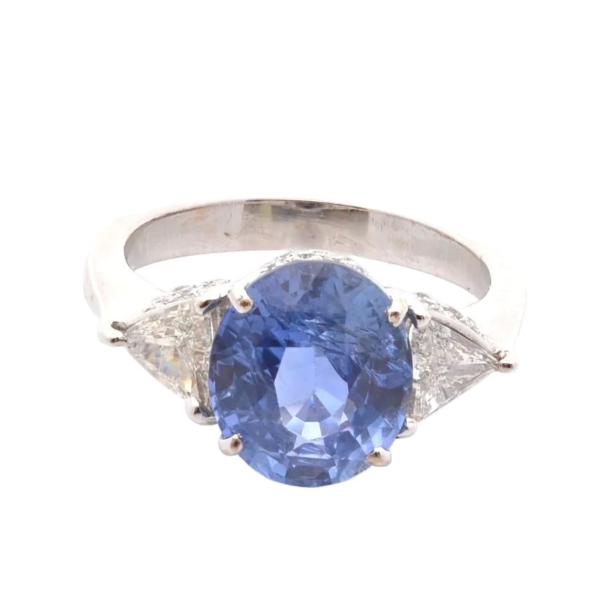 Bague Trilogie en or blanc, saphir et diamants - Castafiore