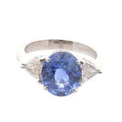 Bague Trilogie en or blanc, saphir et diamants - Castafiore