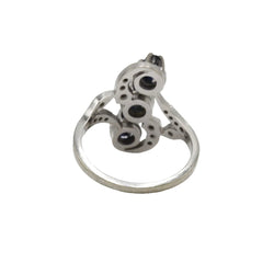 Bague Trilogie en or blanc, saphirs et diamants - Castafiore