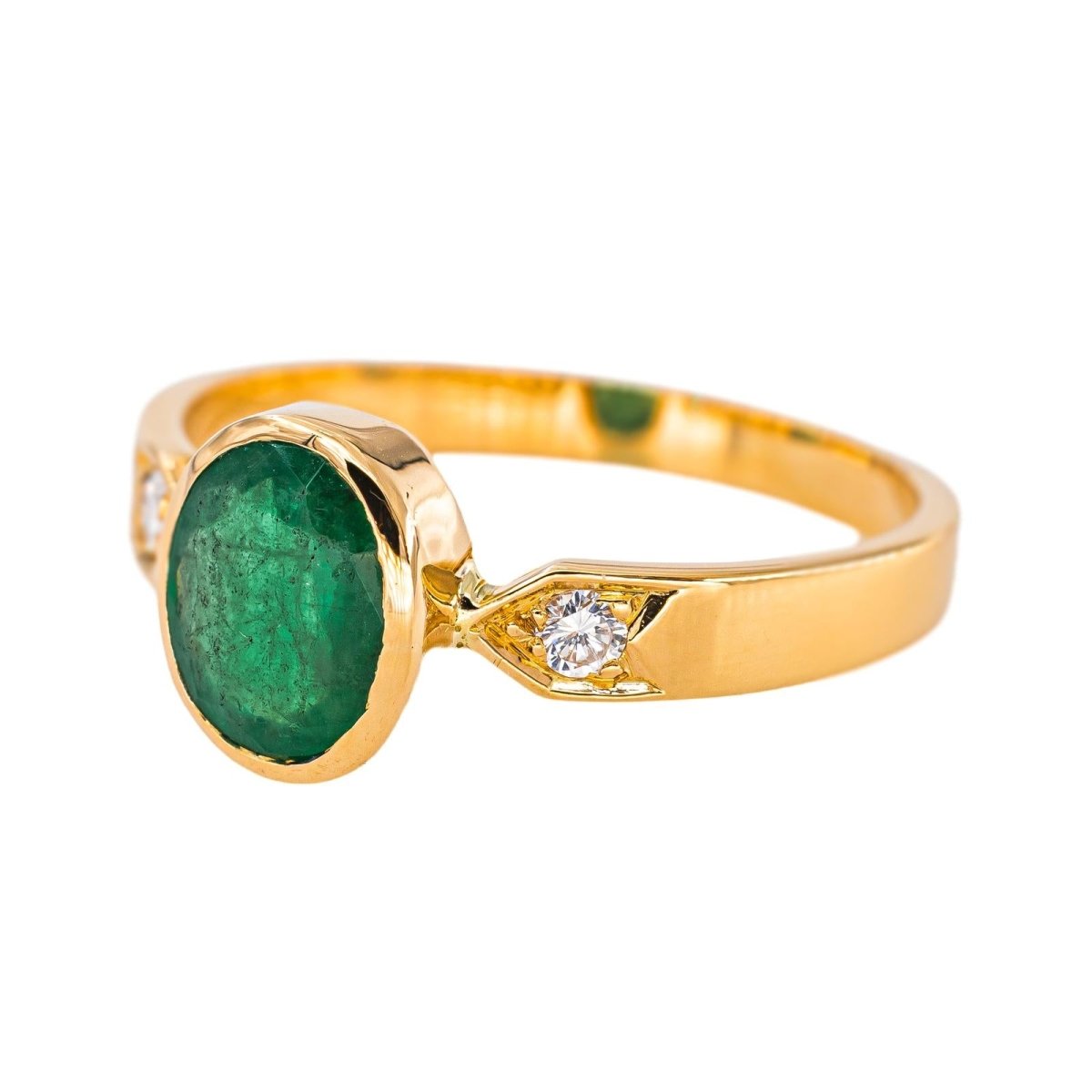 Bague Trilogie en or jaune, émeraude et diamants - Castafiore