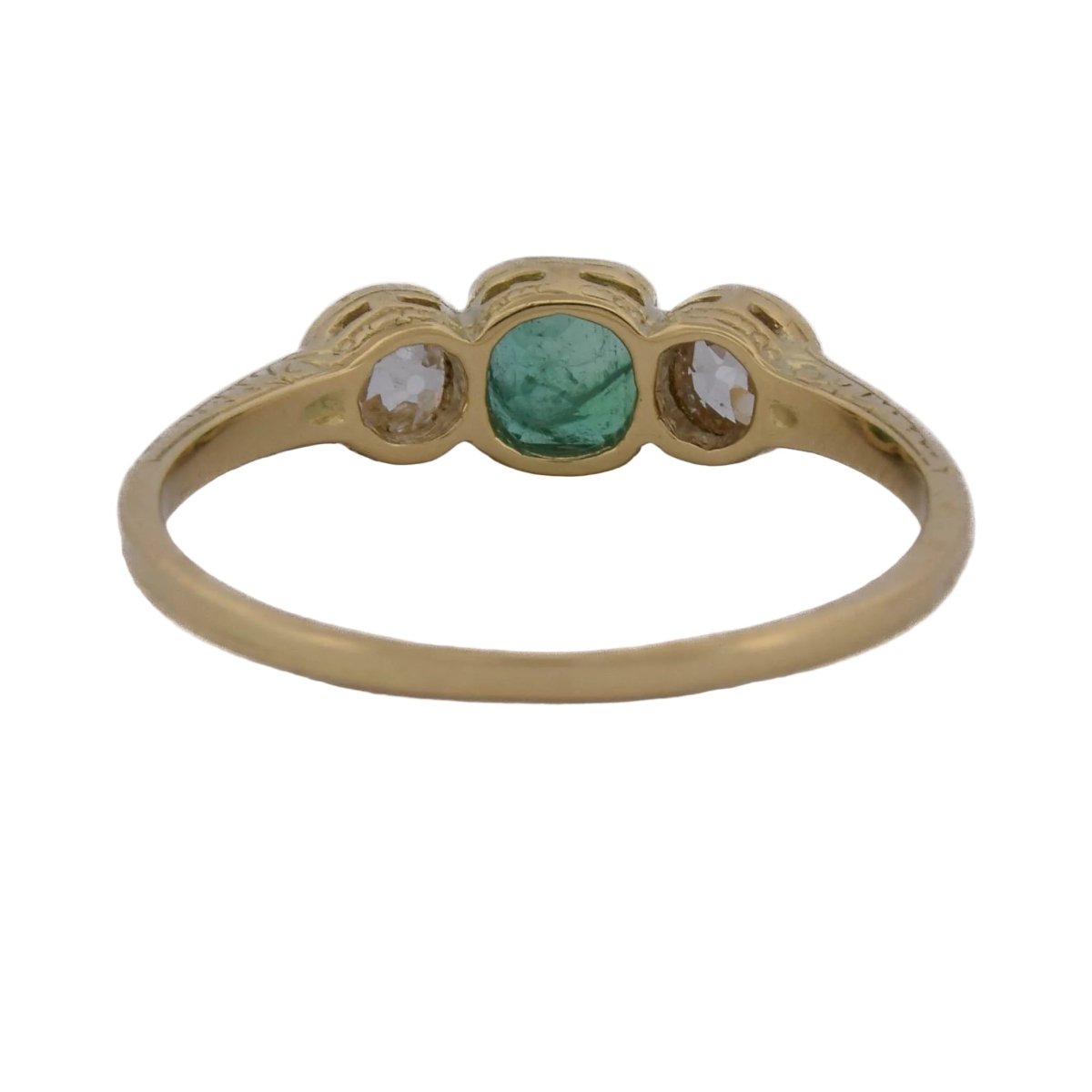 Bague Trilogie en or jaune, émeraude et diamants - Castafiore