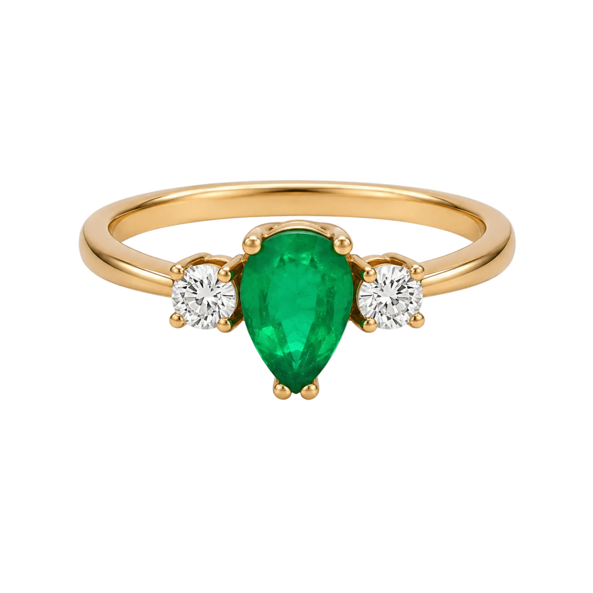 Bague Trilogie en or jaune, émeraude et diamants - Castafiore