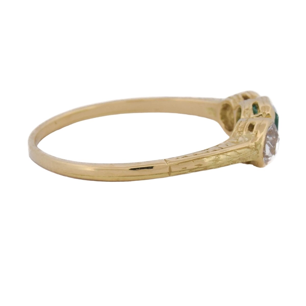 Bague Trilogie en or jaune, émeraude et diamants - Castafiore