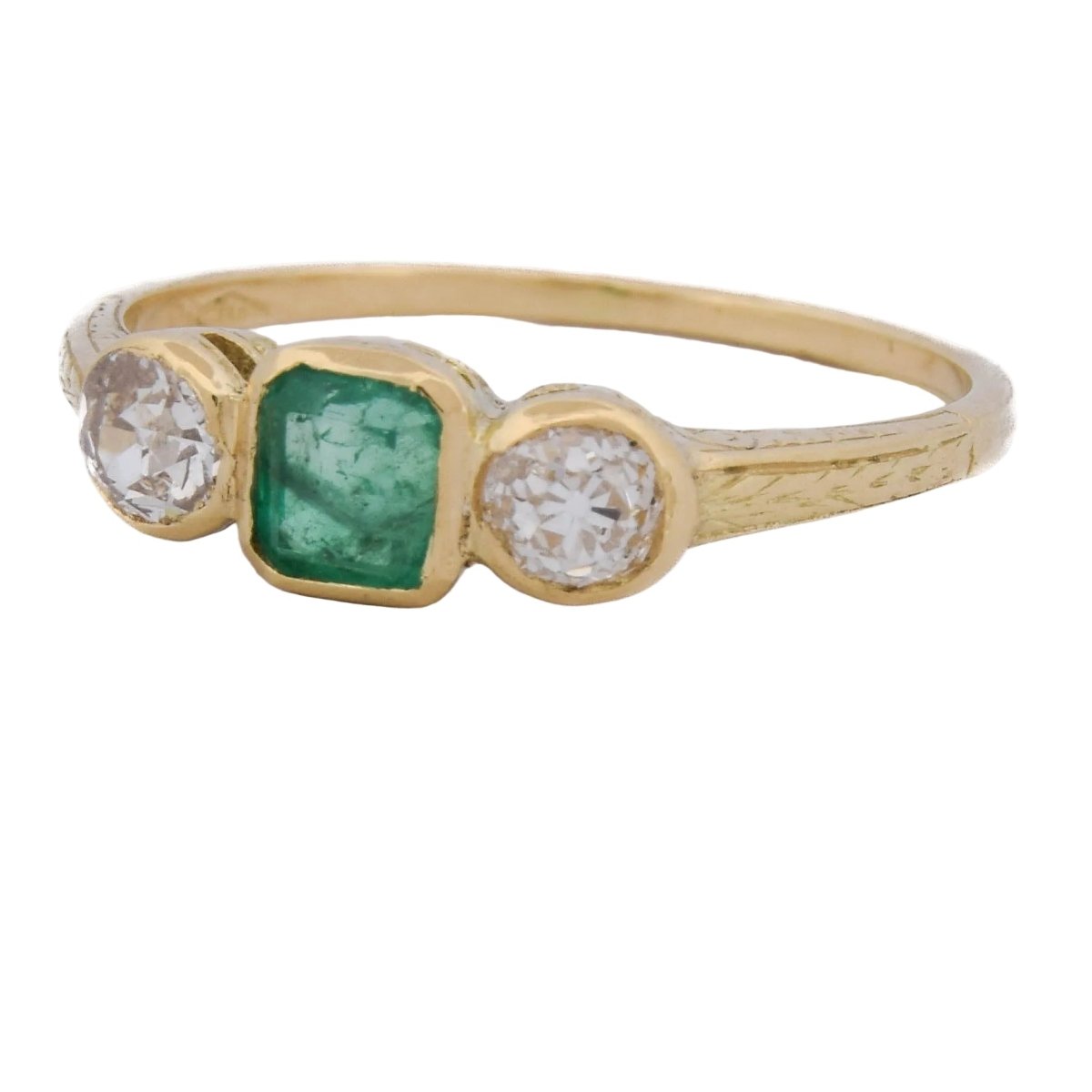 Bague Trilogie en or jaune, émeraude et diamants - Castafiore