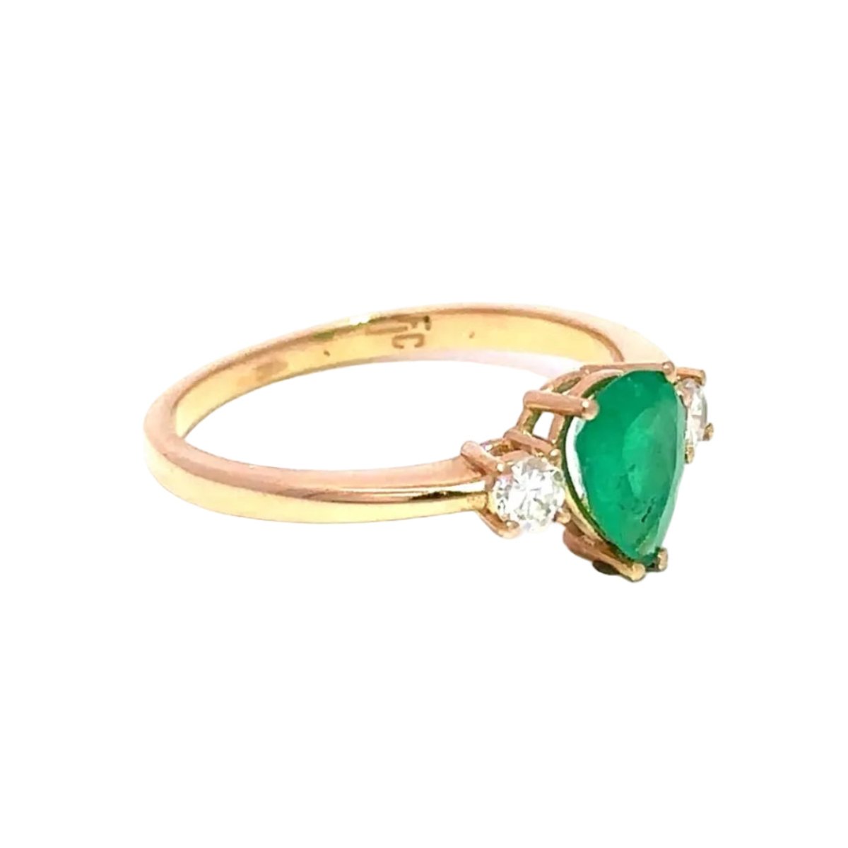 Bague Trilogie en or jaune, émeraude et diamants - Castafiore