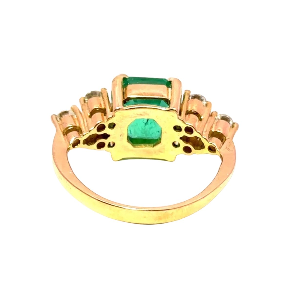 Bague Trilogie en or jaune, émeraude et diamants - Castafiore
