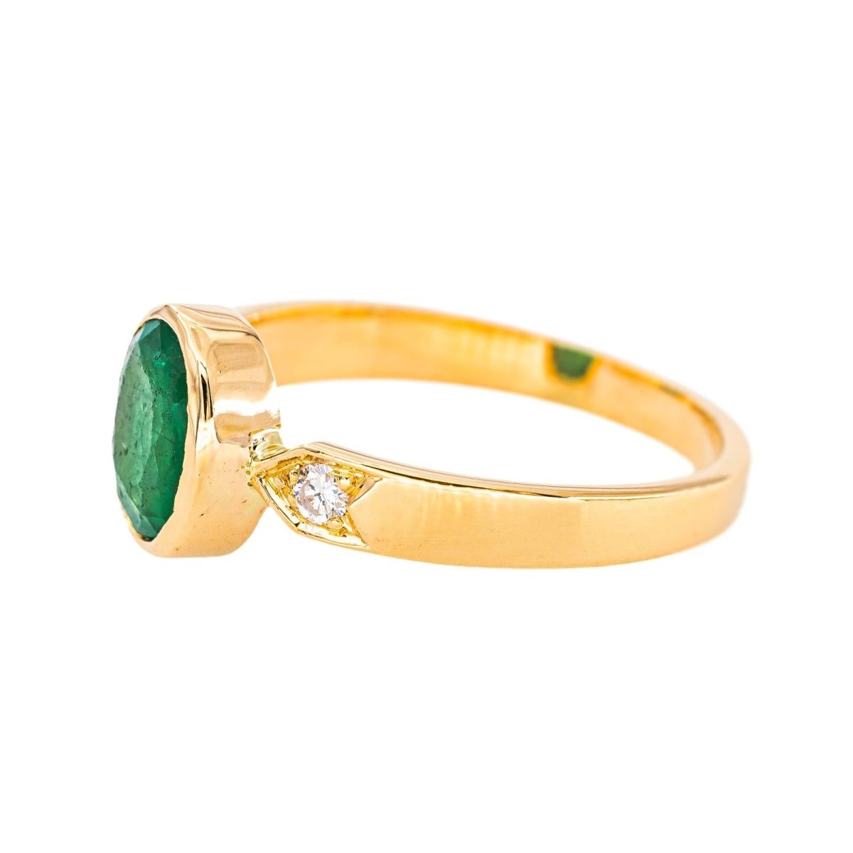Bague Trilogie en or jaune, émeraude et diamants - Castafiore