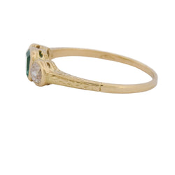 Bague Trilogie en or jaune, émeraude et diamants - Castafiore