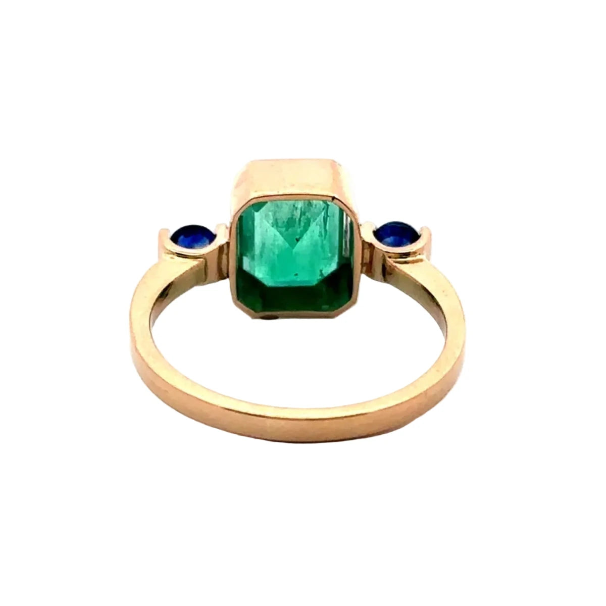 Bague Trilogie en or jaune, émeraude et saphirs - Castafiore
