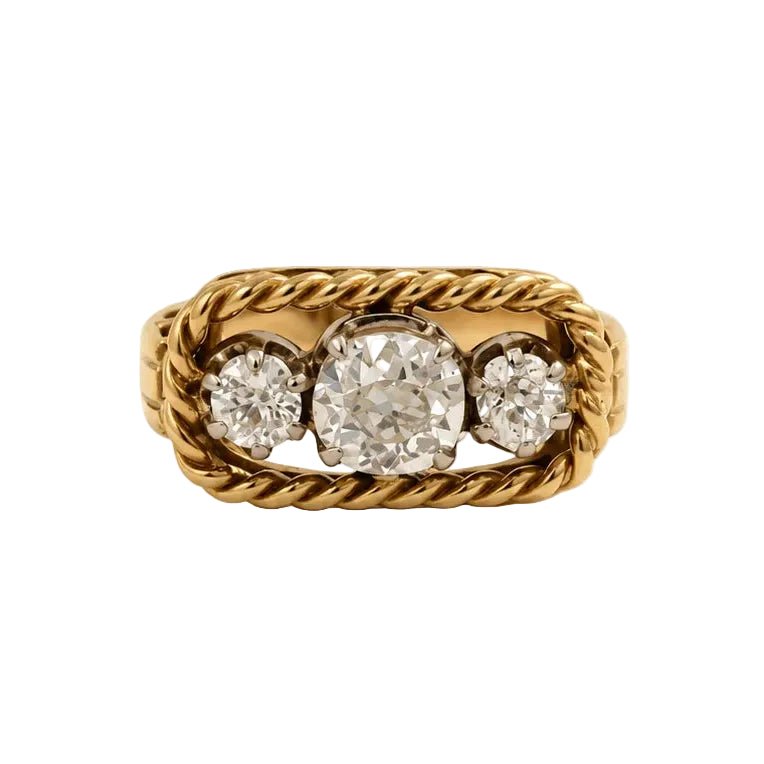 Bague Trilogie en or jaune et diamants - Castafiore