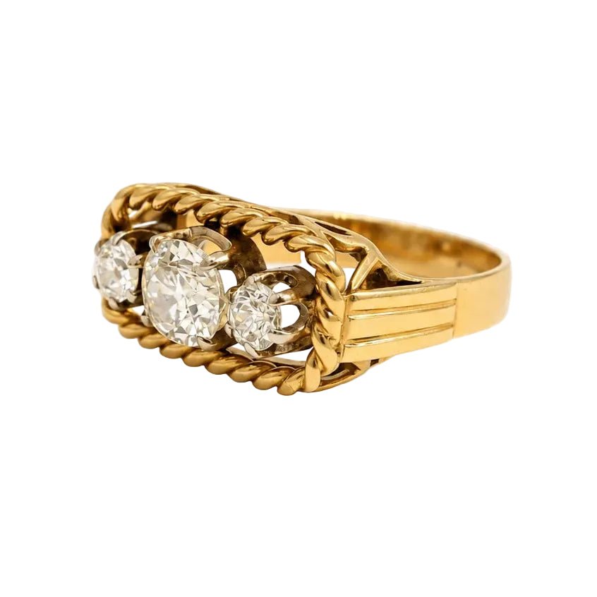 Bague Trilogie en or jaune et diamants - Castafiore