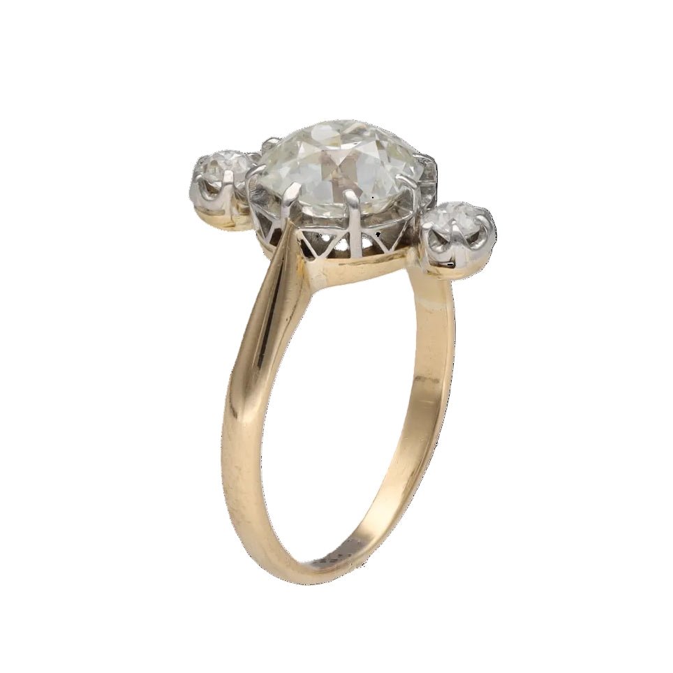 Ring diamond Old 2.40 ct K-VS & diamonds 0.20 ct - Circa 1930 - Size 54