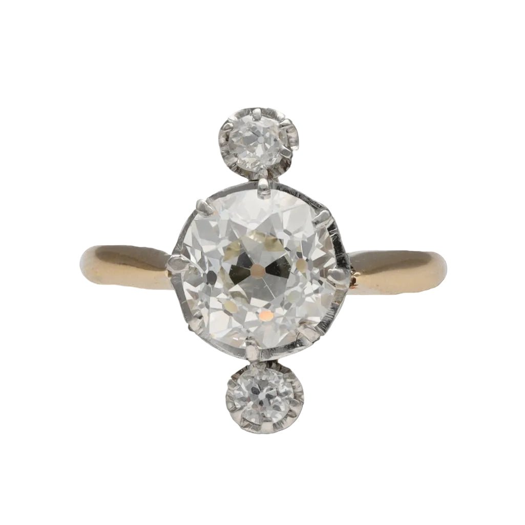 Ring diamond Old 2.40 ct K-VS & diamonds 0.20 ct - Circa 1930 - Size 54