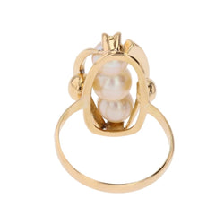 Bague Trilogie en or jaune et perles - Castafiore