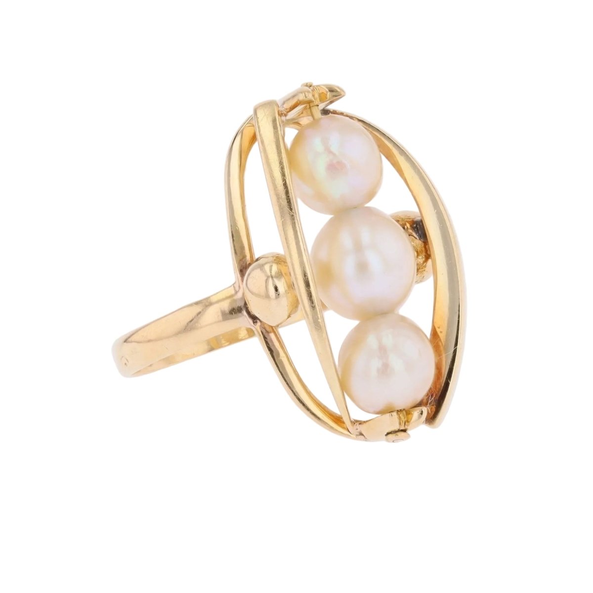 Bague Trilogie en or jaune et perles - Castafiore