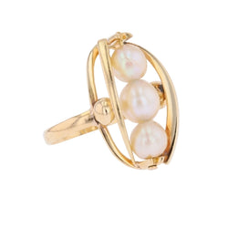 Bague Trilogie en or jaune et perles - Castafiore