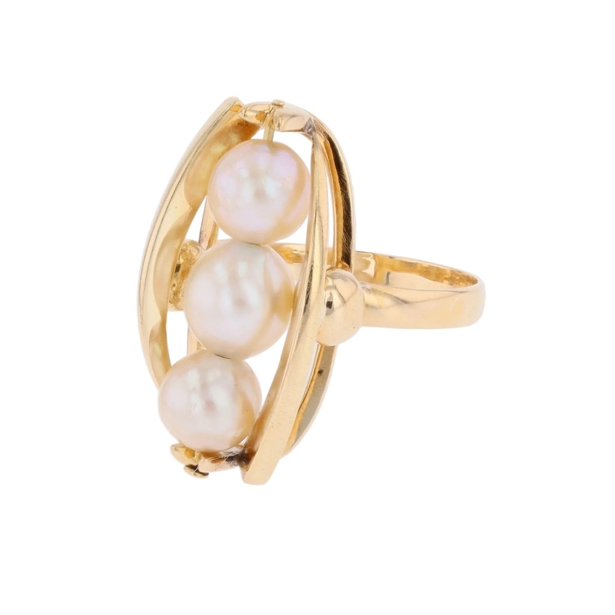 Bague Trilogie en or jaune et perles - Castafiore