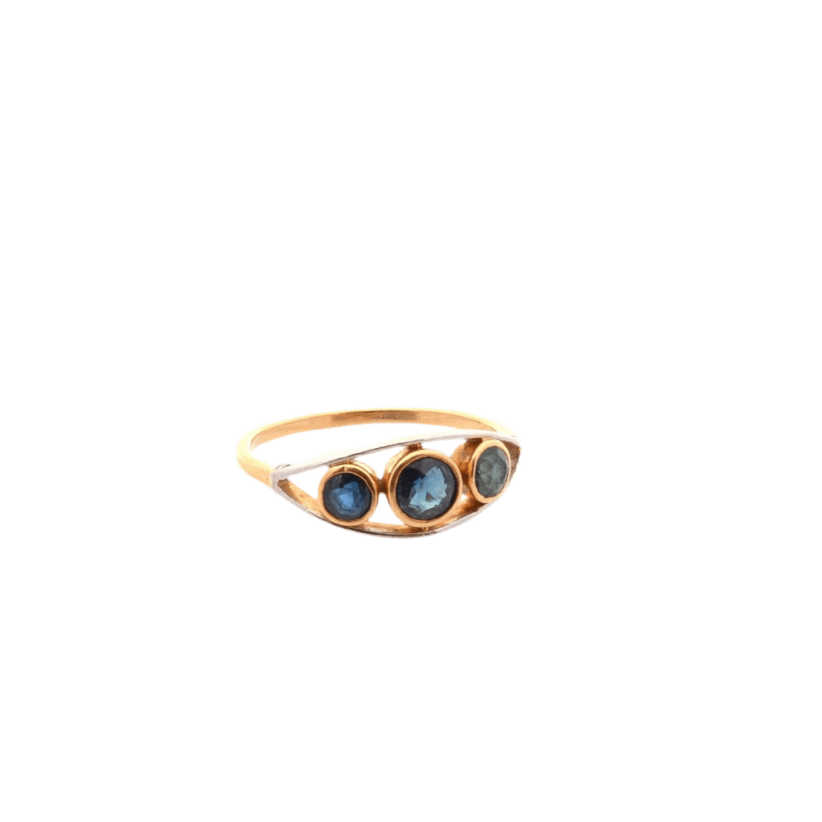 Bague Trilogie en or jaune et saphirs - Castafiore