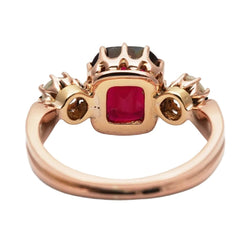 Bague Trilogie en or jaune, grenat et perles - Castafiore
