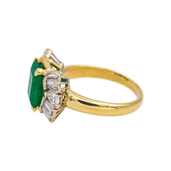 Bague Trilogie en or jaune, or blanc, émeraude et diamants - Castafiore