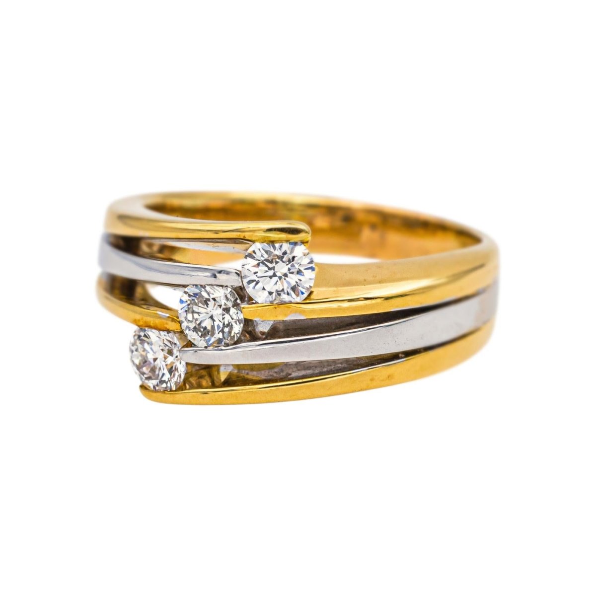 Ring  Yellow gold trilogy  diamond